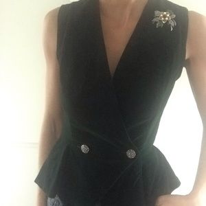 Vintage dark green velvet vest